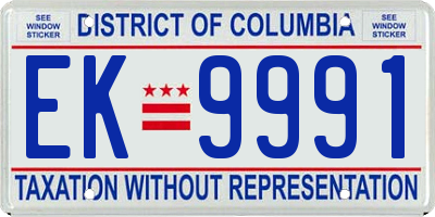 DC license plate EK9991