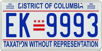 DC license plate EK9993