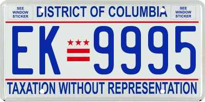 DC license plate EK9995