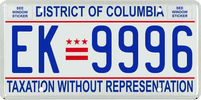 DC license plate EK9996