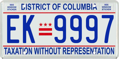 DC license plate EK9997