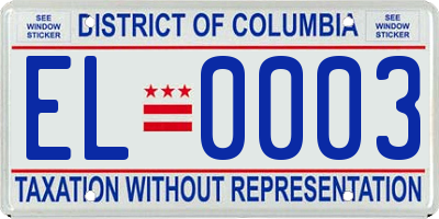 DC license plate EL0003