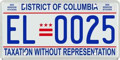 DC license plate EL0025