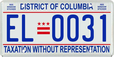 DC license plate EL0031