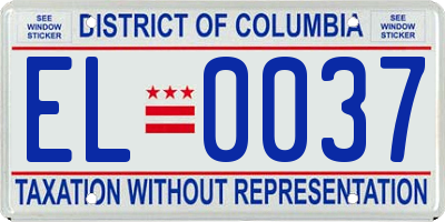 DC license plate EL0037
