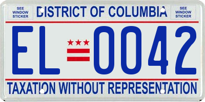 DC license plate EL0042