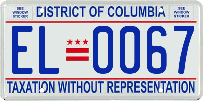 DC license plate EL0067