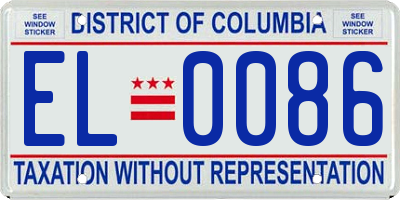 DC license plate EL0086