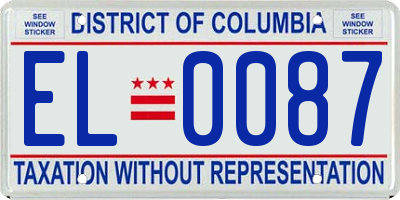 DC license plate EL0087