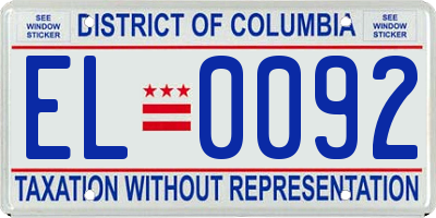 DC license plate EL0092