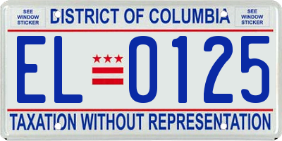 DC license plate EL0125