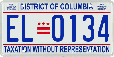 DC license plate EL0134