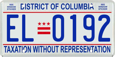 DC license plate EL0192