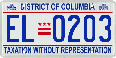 DC license plate EL0203