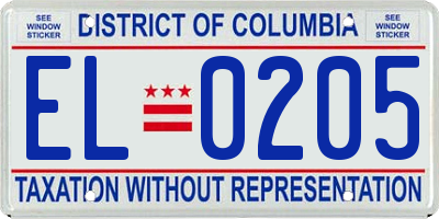 DC license plate EL0205