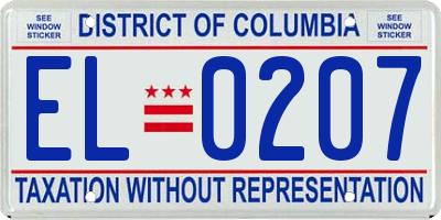 DC license plate EL0207