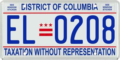 DC license plate EL0208