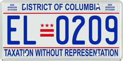 DC license plate EL0209