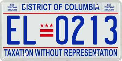 DC license plate EL0213