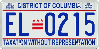 DC license plate EL0215