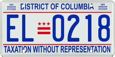 DC license plate EL0218