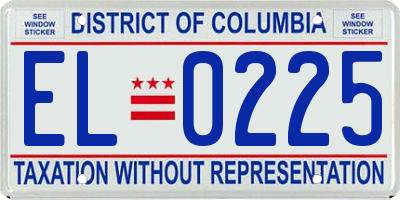 DC license plate EL0225