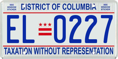 DC license plate EL0227