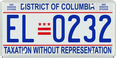 DC license plate EL0232