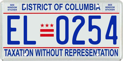 DC license plate EL0254