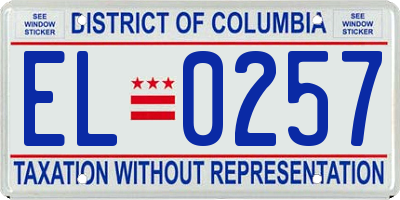 DC license plate EL0257