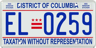 DC license plate EL0259