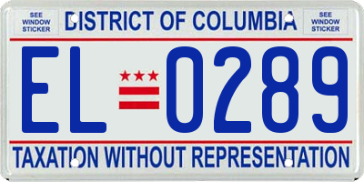 DC license plate EL0289