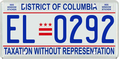 DC license plate EL0292