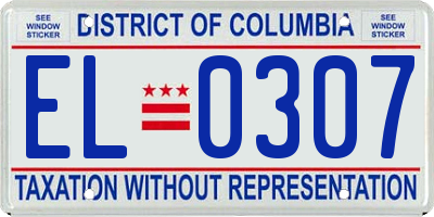 DC license plate EL0307