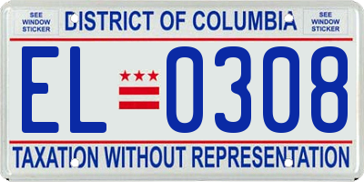 DC license plate EL0308