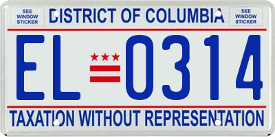 DC license plate EL0314