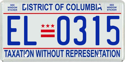 DC license plate EL0315