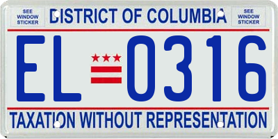 DC license plate EL0316