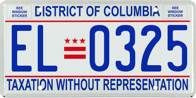 DC license plate EL0325