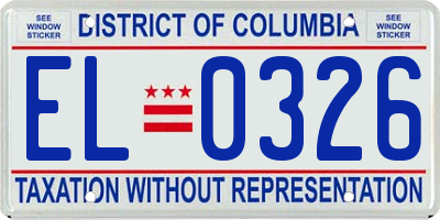 DC license plate EL0326