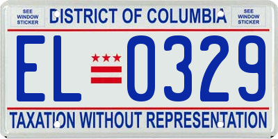 DC license plate EL0329