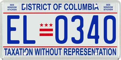 DC license plate EL0340