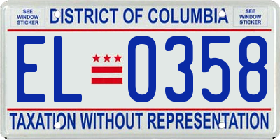 DC license plate EL0358