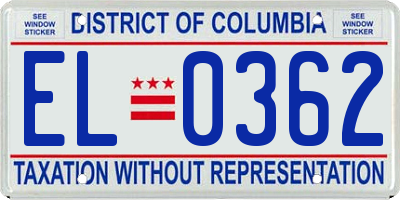 DC license plate EL0362