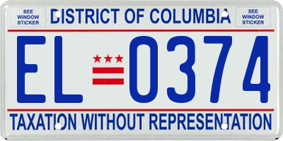 DC license plate EL0374