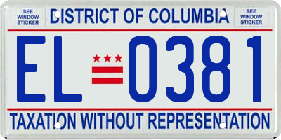 DC license plate EL0381