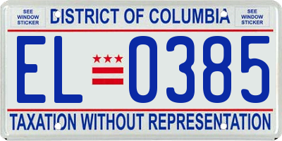 DC license plate EL0385