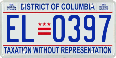 DC license plate EL0397