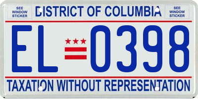 DC license plate EL0398