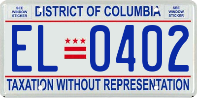 DC license plate EL0402